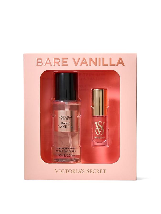 BOX BARE VANILLA
( MIST + LIP GLOSS ) 
TRAVEL SIZE 88ML