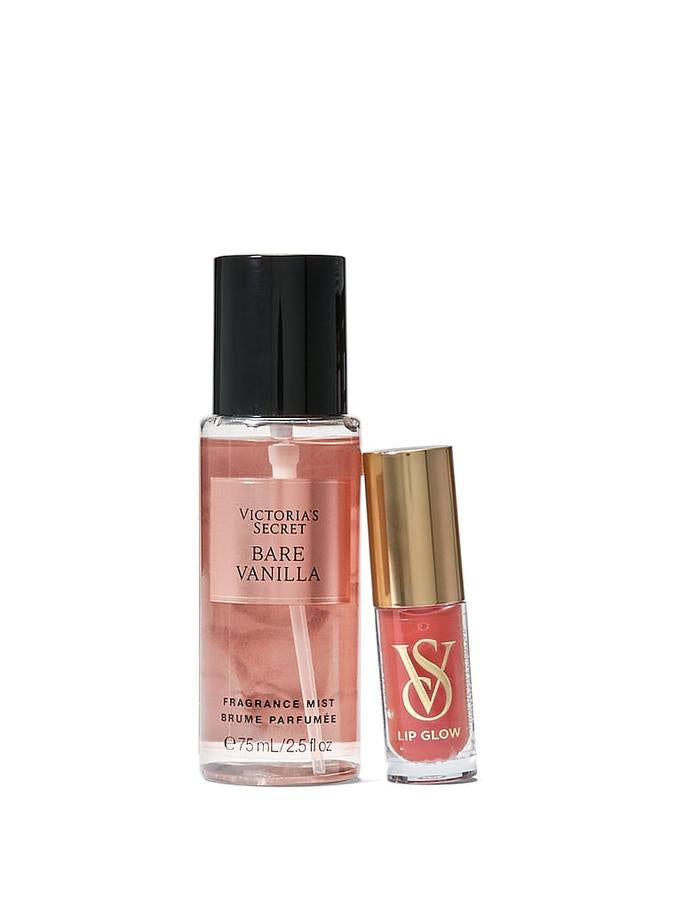 BOX BARE VANILLA
( MIST + LIP GLOSS ) 
TRAVEL SIZE 88ML